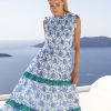 Clothing Oliphant | Sleeveless Smocked Maxi- Poppy Blue