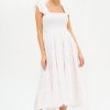 Clothing Oliphant | Smocked Ruffle Strap Midi- Dipsy White