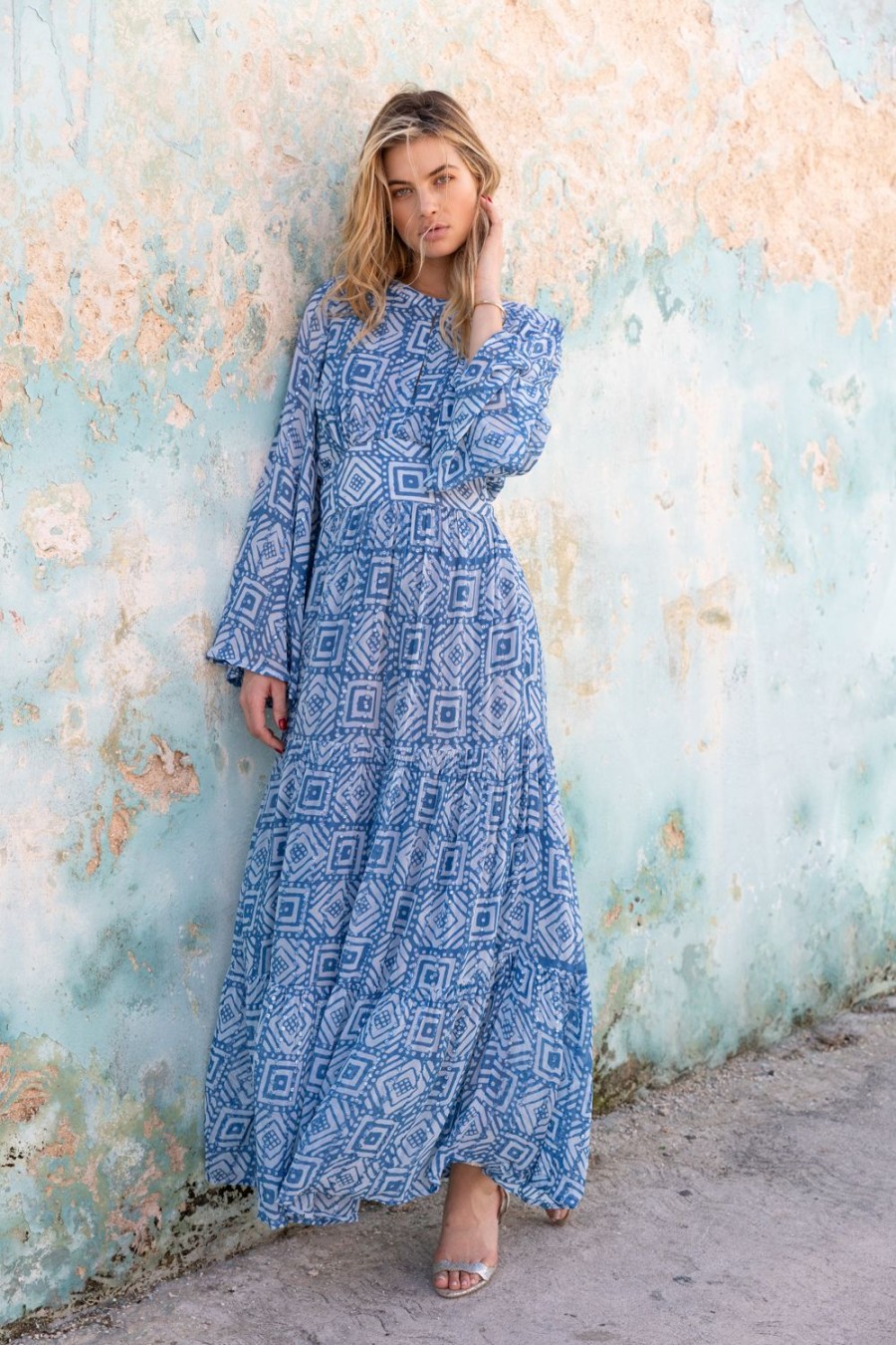 Clothing Oliphant | Balloon Waisted Maxi- Bali Blue