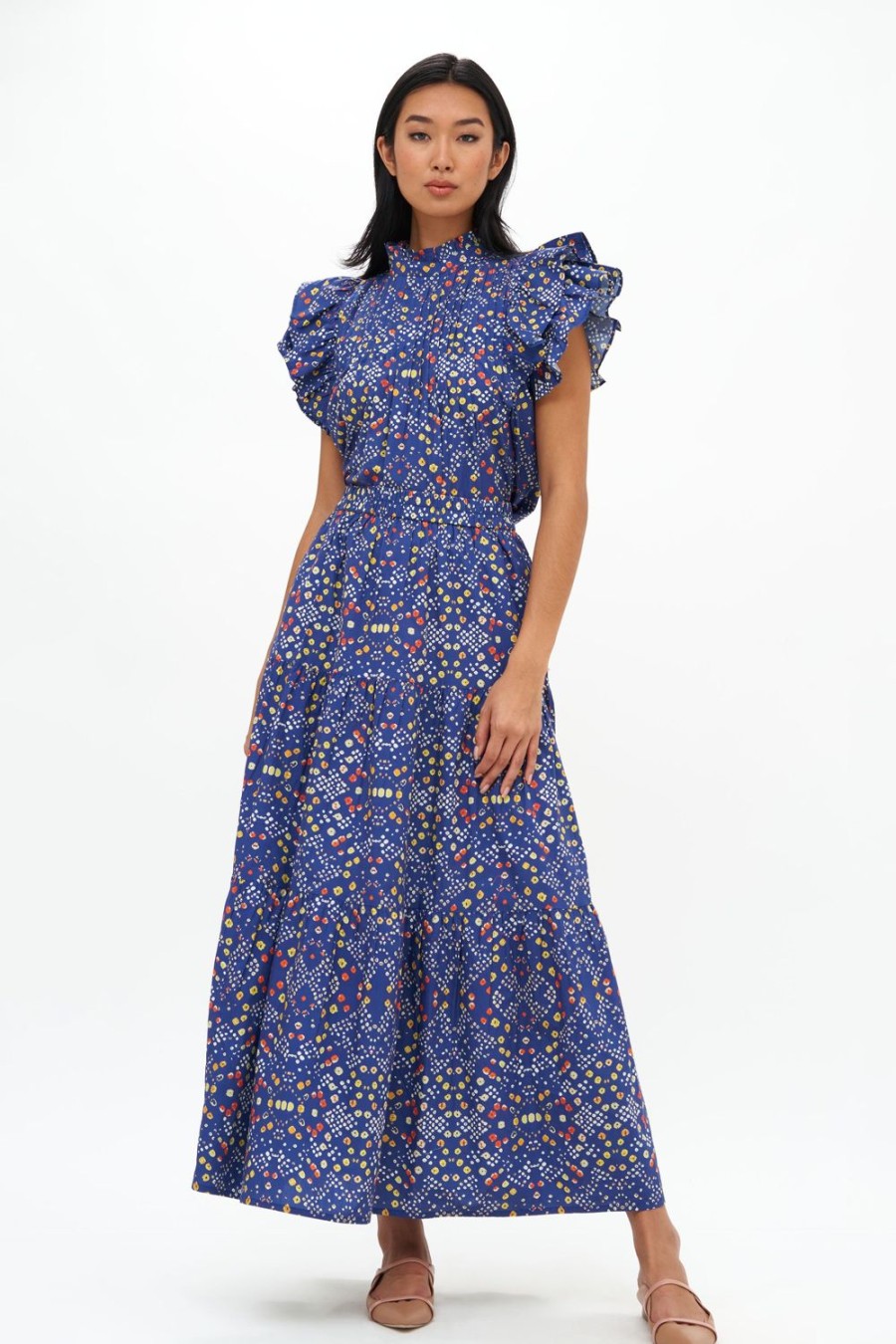 Clothing Oliphant | Tiered Maxi Skirt- Shibori Indigo