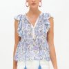 Clothing Oliphant | Flirty Tie Top- Lucia Blue