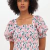 Clothing Oliphant | Puff Sleeve Smocked Top- Lucia Pink