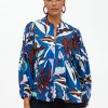 Clothing Oliphant | Mandarin Balloon Top- Fergana Blue