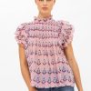 Clothing Oliphant | Pintuck Ruffle Top- Bodrum Pink