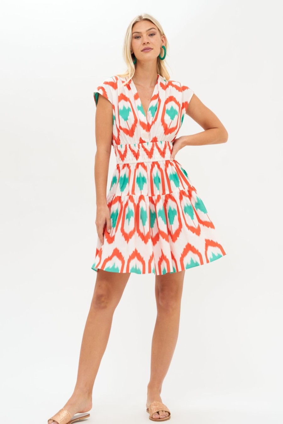 Clothing Oliphant | Smocked Waist Mini- Odisha Coral