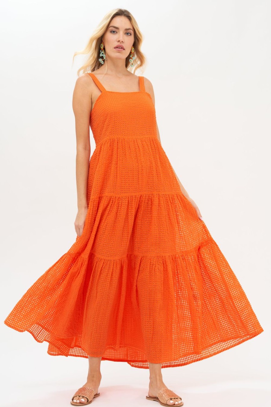 Clothing Oliphant | Strappy Maxi- Sunset Orange