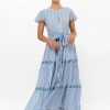 Clothing Oliphant | V-Neck Maxi- Sorrento Blue