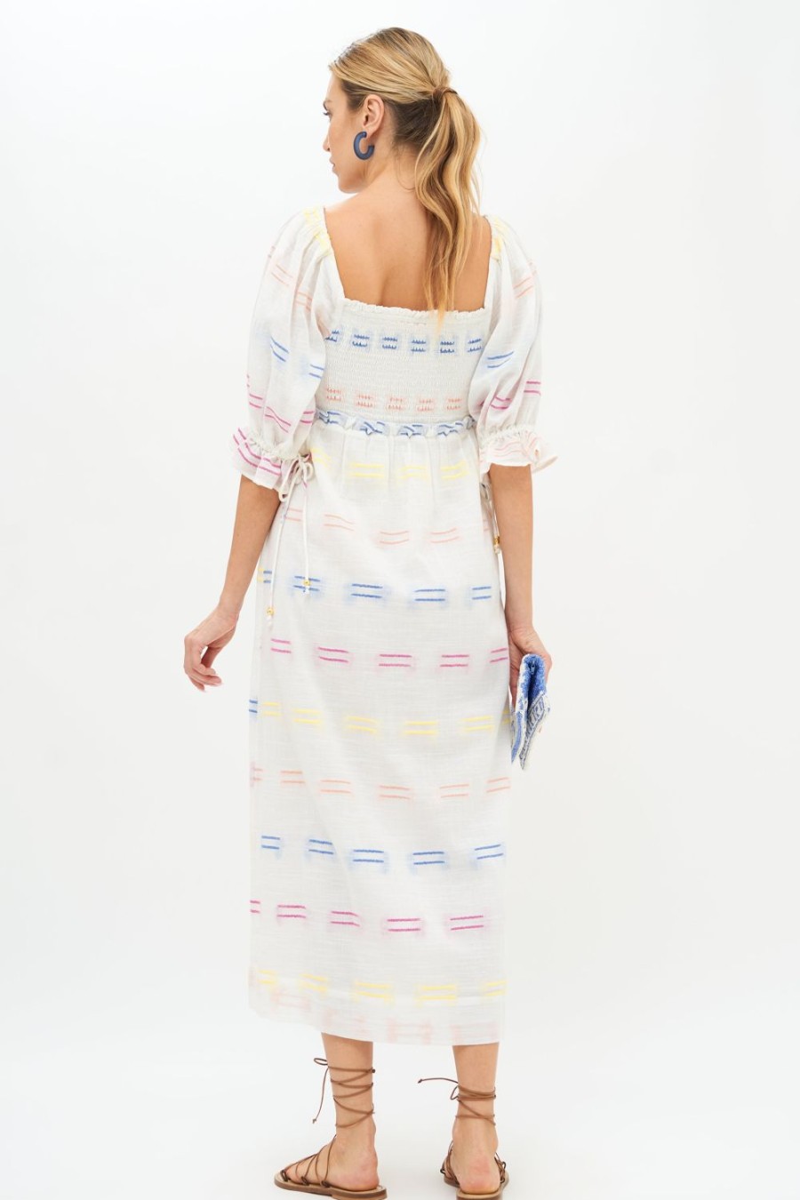 Clothing Oliphant | Smocked Straight Maxi- Santiago White