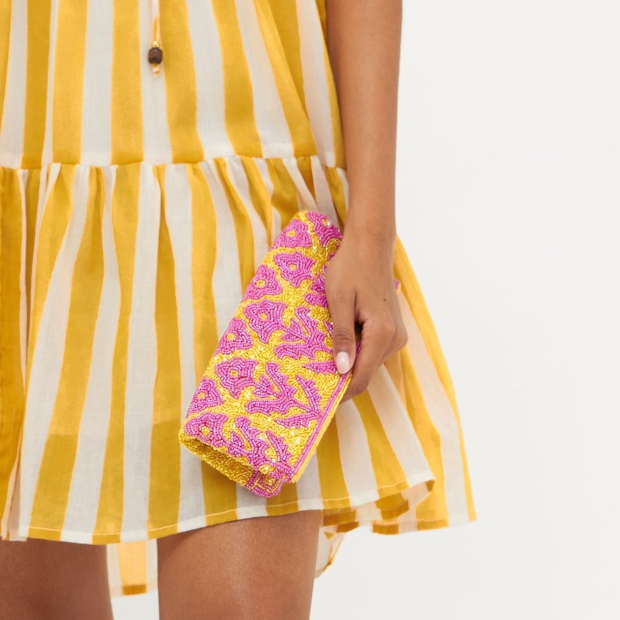 Accessories Oliphant | Beaded Clutch- Marigold Pink