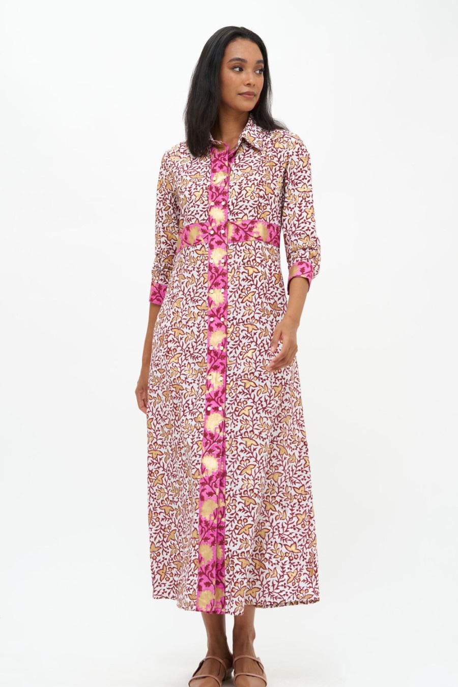 Clothing Oliphant | Shirt Dress Maxi- Marchesa Wine