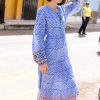 Clothing Oliphant | Long Sleeve Midi- Campania Blue