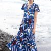 Clothing Oliphant | V-Neck Maxi- Fergana Blue