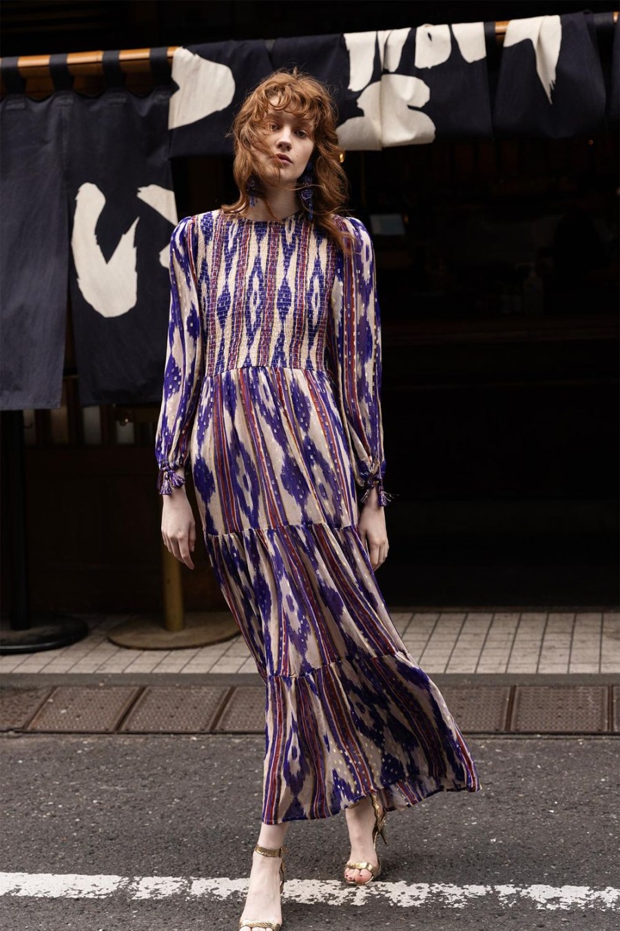 Clothing Oliphant | Smocked Top Maxi- Palermo Indigo