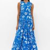 Clothing Oliphant | Sleeveless Piped Maxi- Audubon Blue