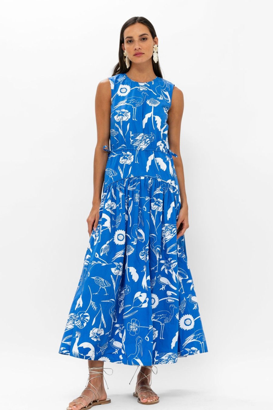 Clothing Oliphant | Sleeveless Piped Maxi- Audubon Blue