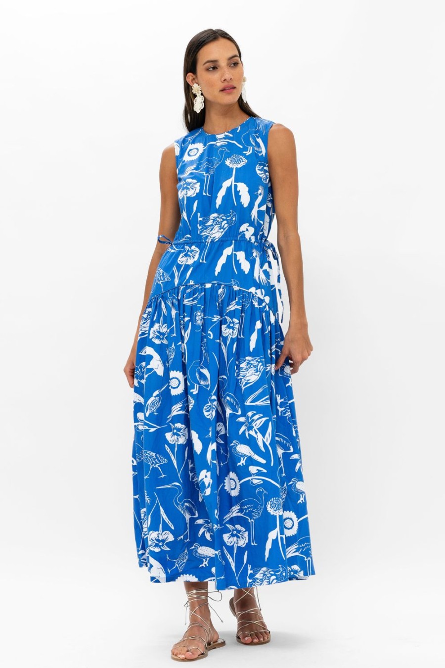 Clothing Oliphant | Sleeveless Piped Maxi- Audubon Blue