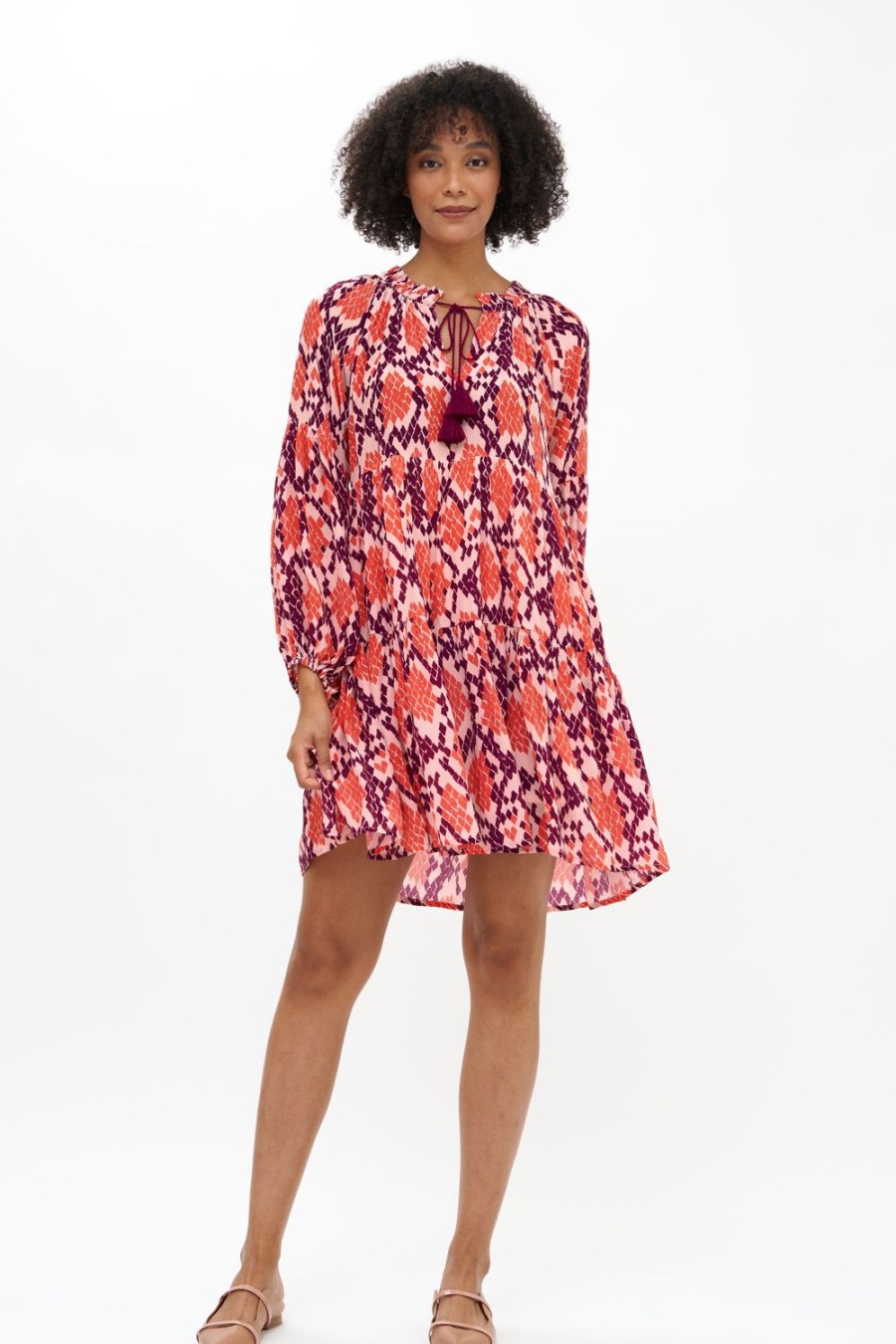 Clothing Oliphant | Balloon Sleeve Short- Python Coral