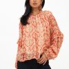 Clothing Oliphant | Ruffle Sleeve Blouse- Hamden Red