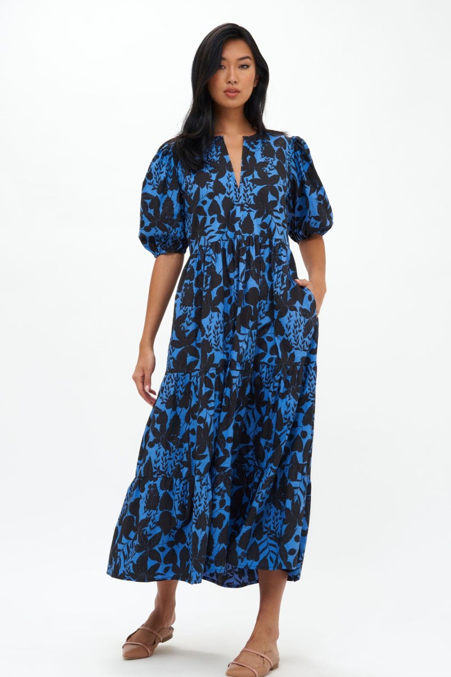 Clothing Oliphant | Puff Sleeve Maxi- Willow Blue