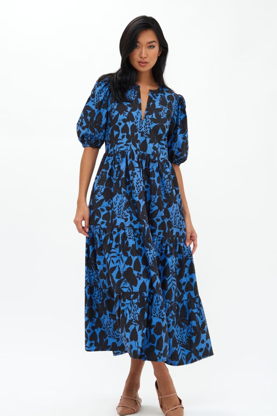 Clothing Oliphant | Puff Sleeve Maxi- Willow Blue