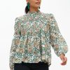 Clothing Oliphant | Long Sleeve Pintuck Blouse- Hedera Green