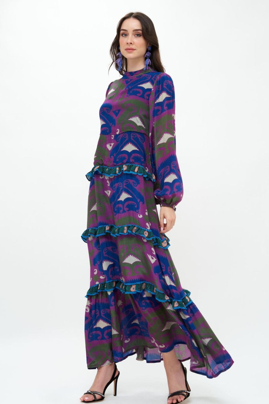 Clothing Oliphant | Mock Neck Maxi- Uzbek Magenta