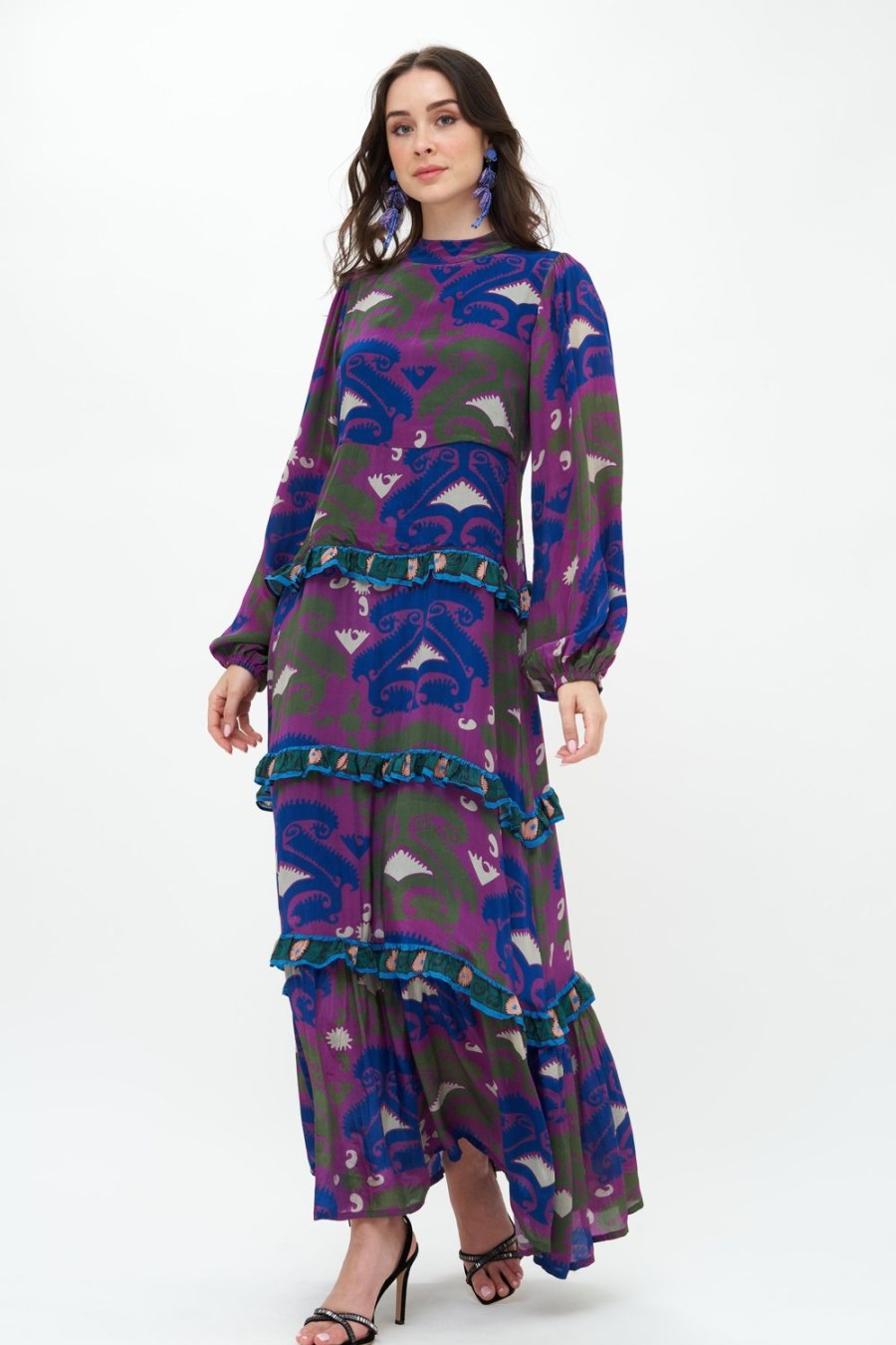 Clothing Oliphant | Mock Neck Maxi- Uzbek Magenta