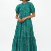 Clothing Oliphant | Scoop Tiered Midi- Shibori Green