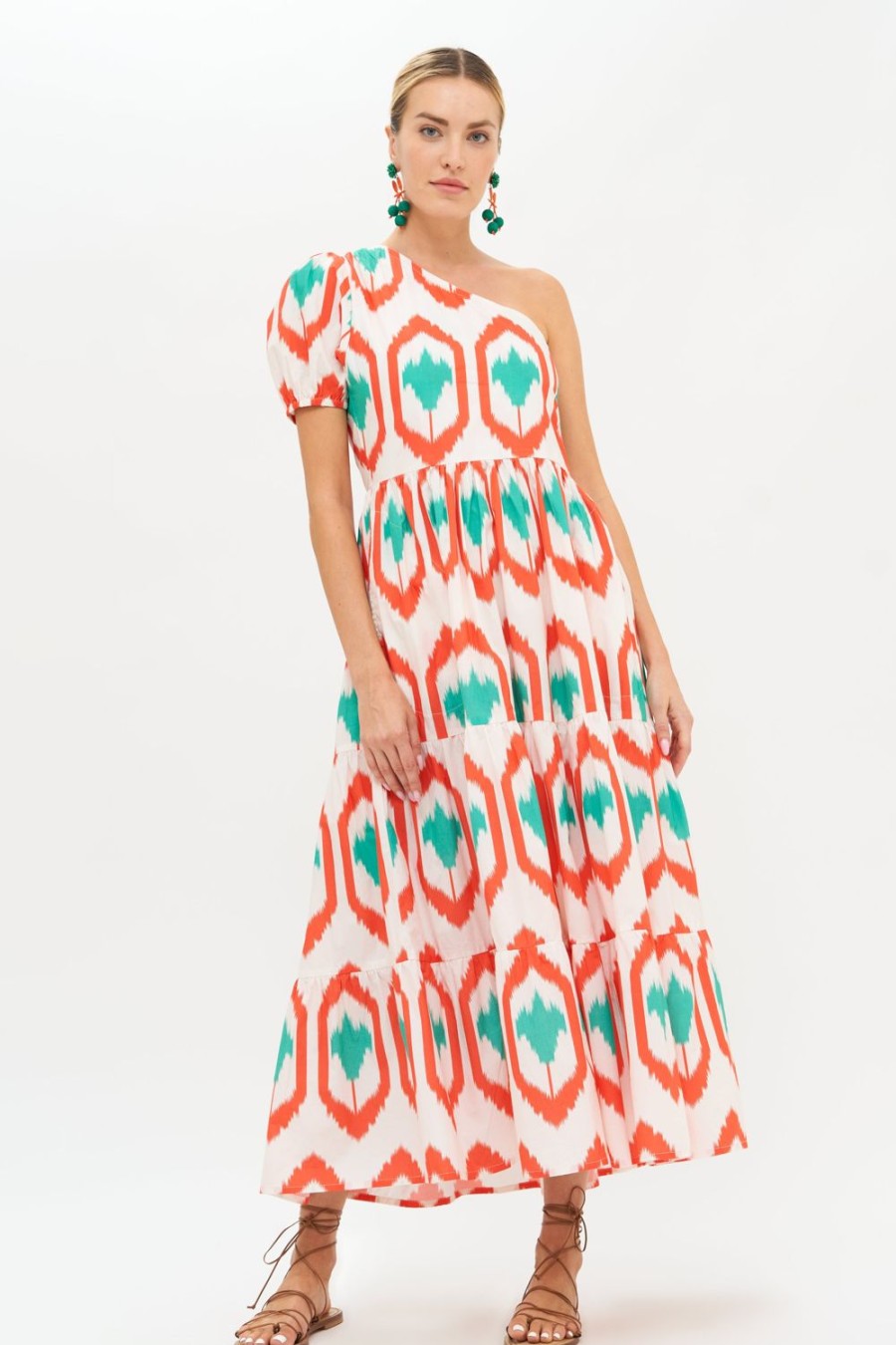 Clothing Oliphant | One Shoulder Maxi- Odisha Coral