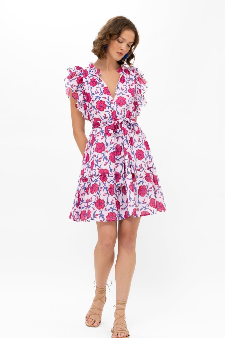 Clothing Oliphant | Flirty Ruffle Hem- Poppy Raspberry