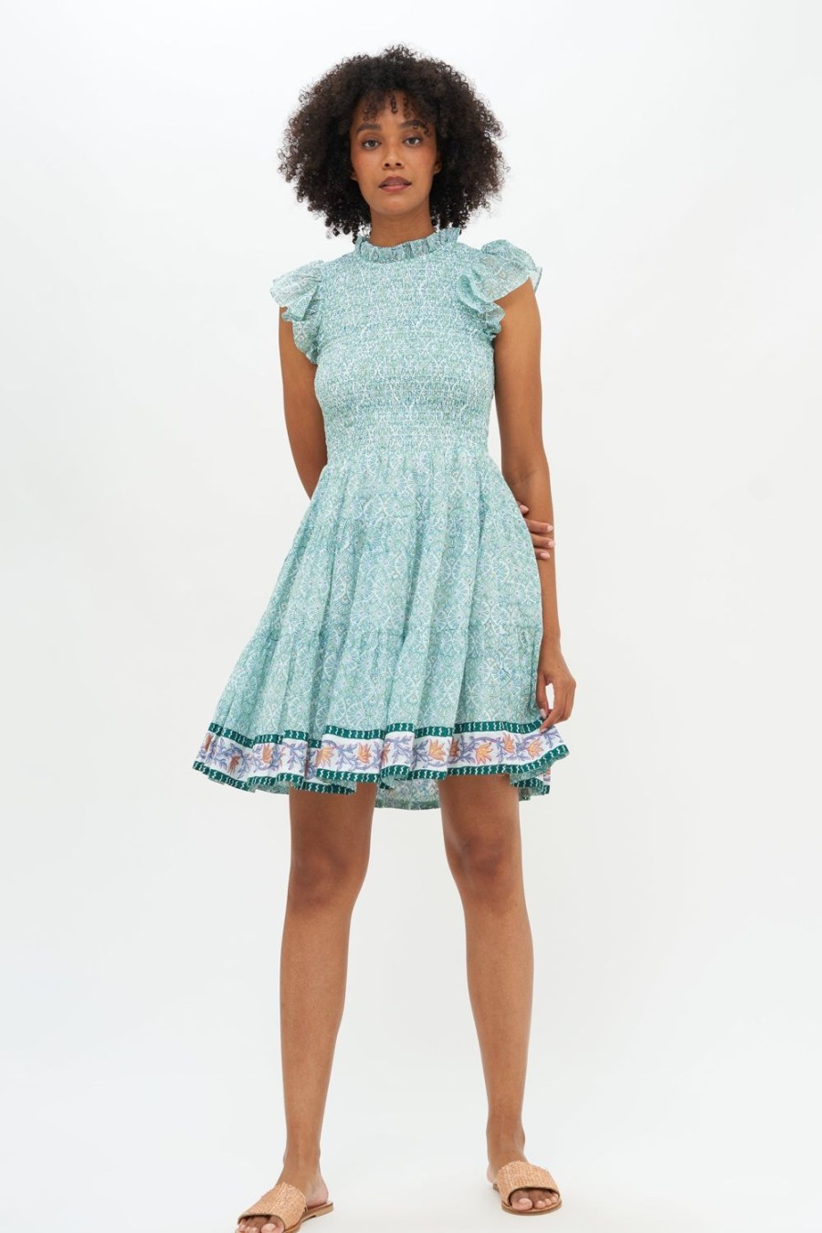 Clothing Oliphant | Smocked Flirty Short- Jamali Green