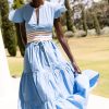 Clothing Oliphant | V-Neck Maxi- Solid Blue