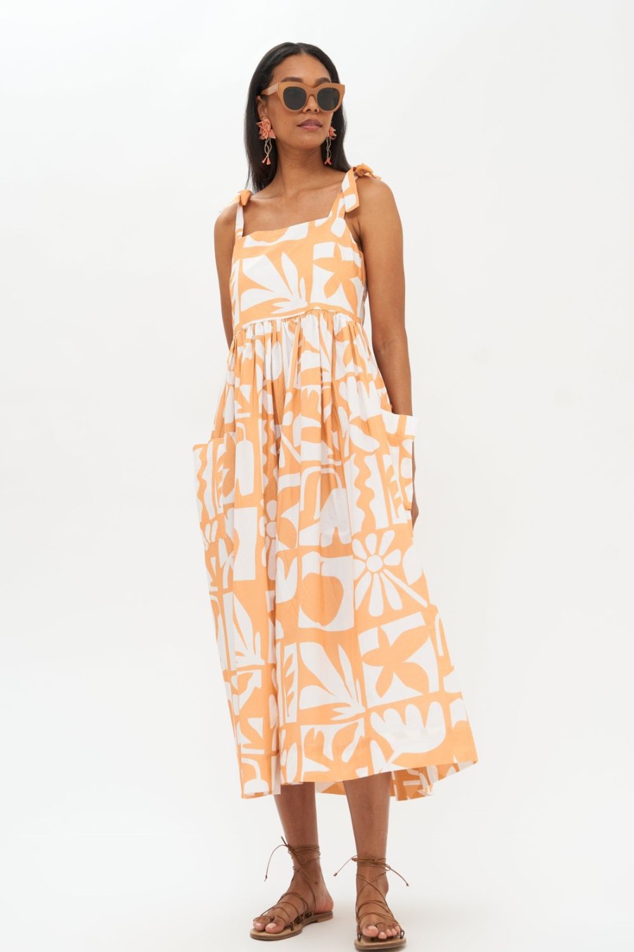 Clothing Oliphant | Tie Strap Pocket Midi- Twiggy Camel