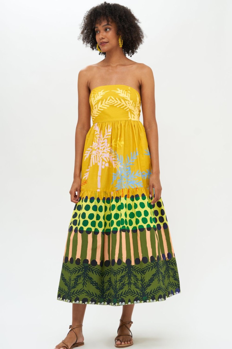 Clothing Oliphant | Tie Back Tiered Maxi- Palma Saffron