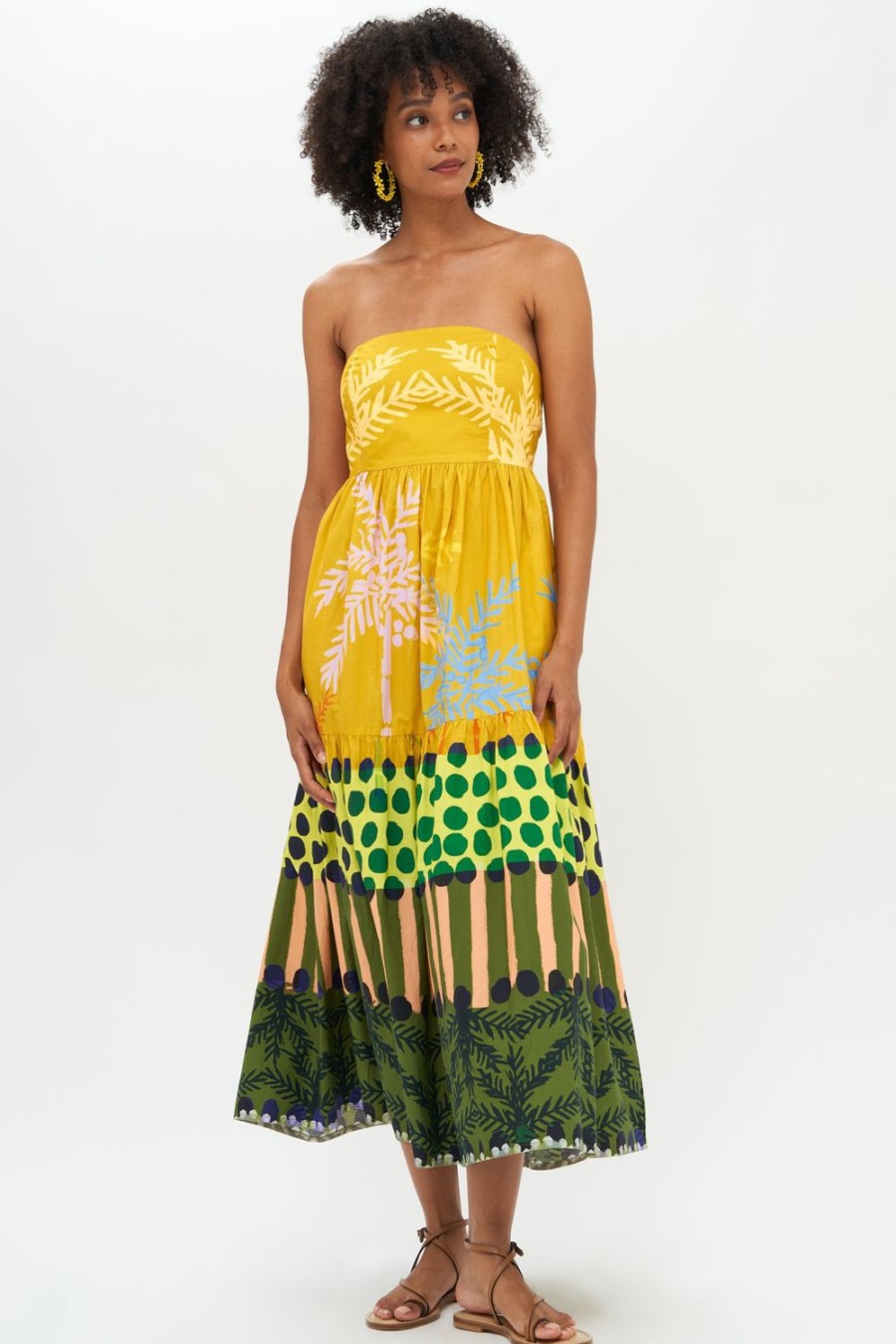 Clothing Oliphant | Tie Back Tiered Maxi- Palma Saffron