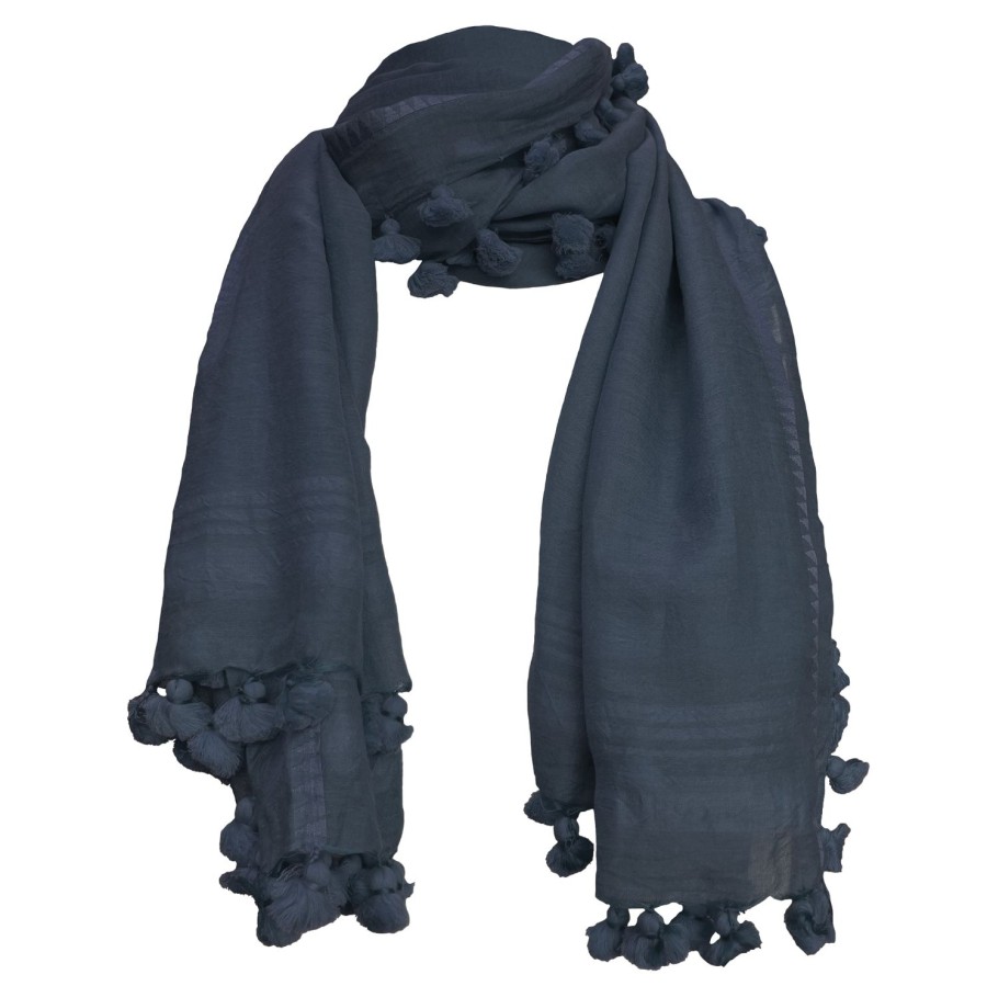 Accessories Oliphant | Navy Tassel Scarf