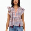 Clothing Oliphant | Flirty Tie Top- Sierra Blue