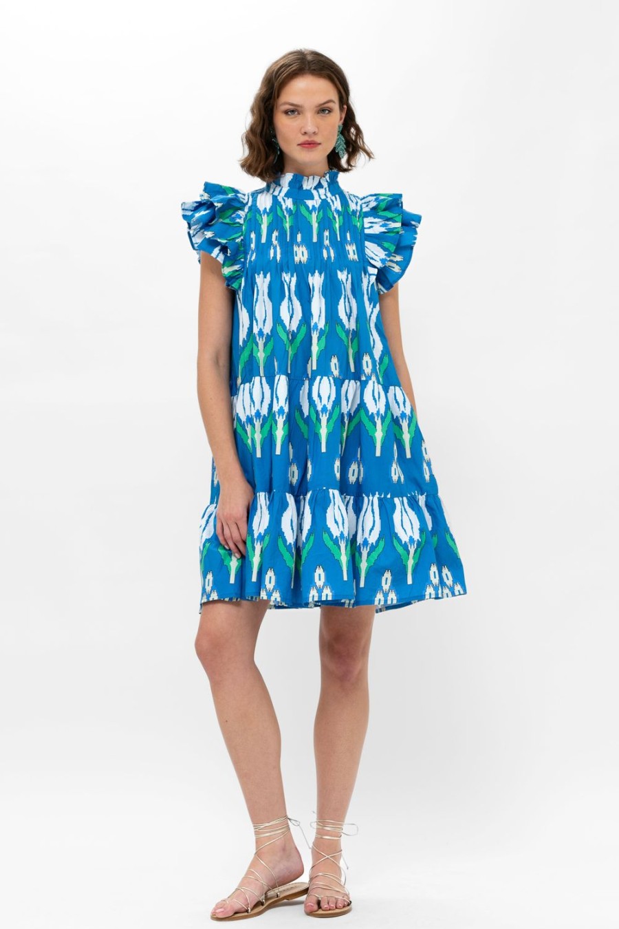 Clothing Oliphant | Pintuck Ruffle Mini- Sumba Blue