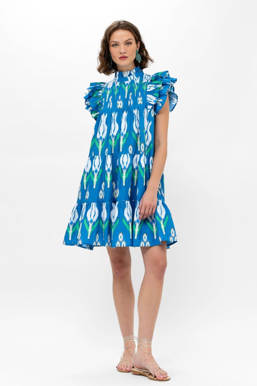 Clothing Oliphant | Pintuck Ruffle Mini- Sumba Blue