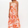 Clothing Oliphant | Tie Strap Button Midi- Twiggy Orange