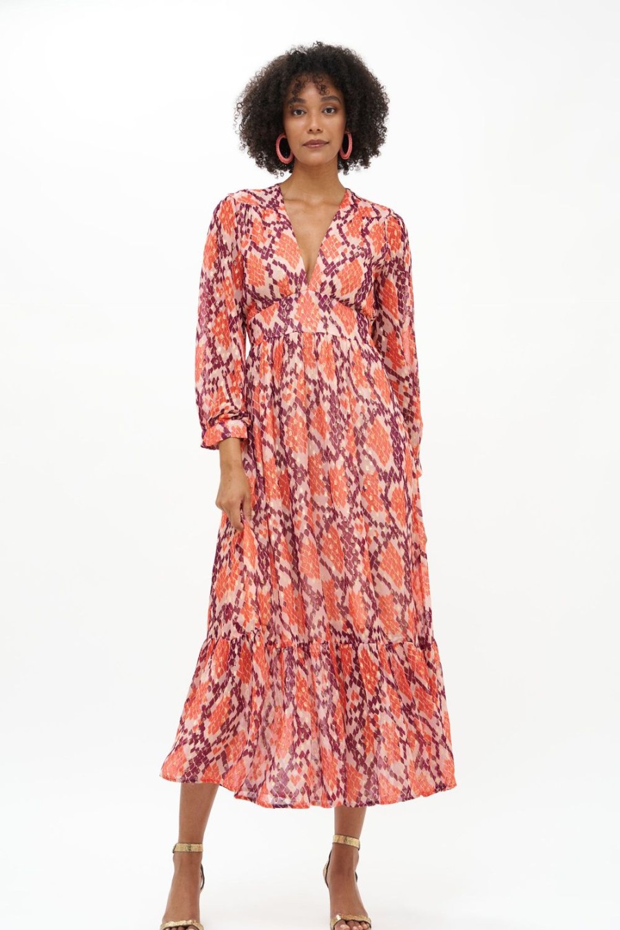 Clothing Oliphant | Tie Back Maxi- Python Coral