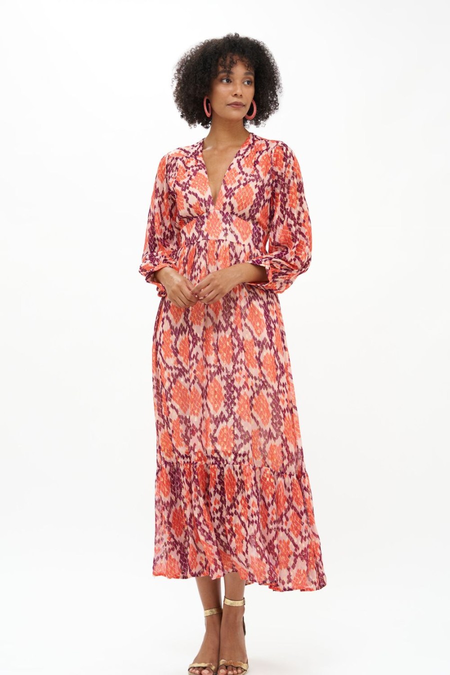 Clothing Oliphant | Tie Back Maxi- Python Coral