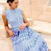 Clothing Oliphant | Sleeveless Smocked Maxi- Sorrento Blue