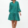 Clothing Oliphant | Bell Sleeve Tiered Mini- Shibori Green