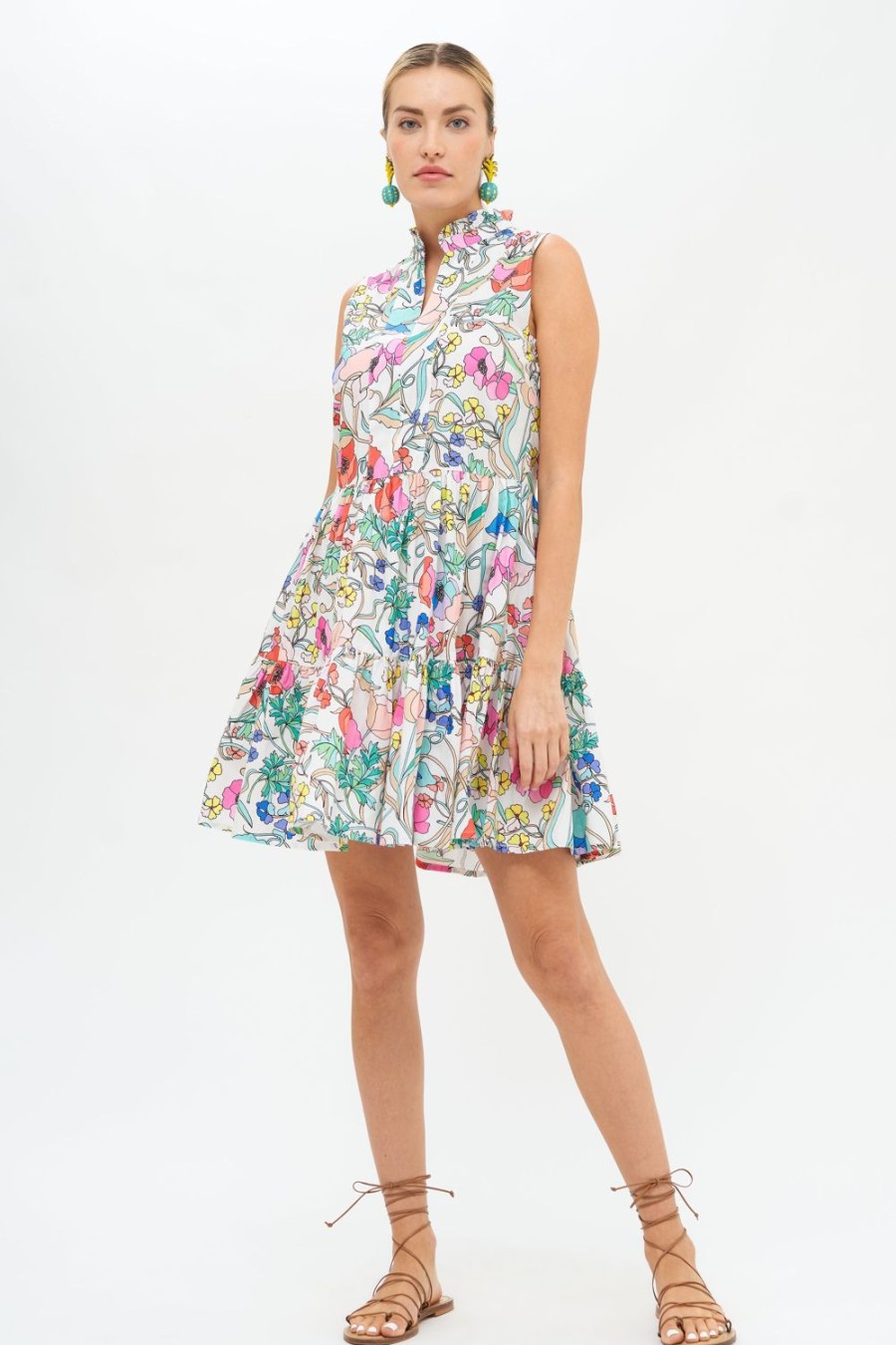 Clothing Oliphant | Yoke Dress- Zinnia Multi