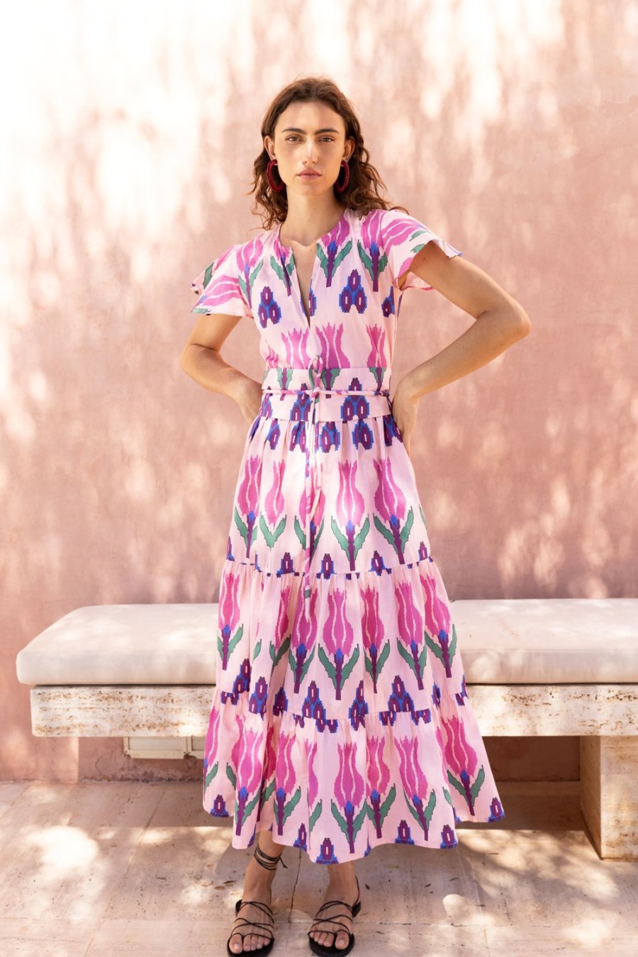 Clothing Oliphant | V-Neck Maxi- Sumba Pink