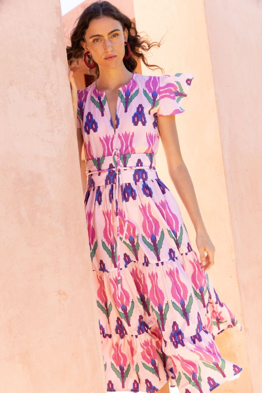 Clothing Oliphant | V-Neck Maxi- Sumba Pink