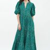 Clothing Oliphant | Puff Sleeve Maxi- Shibori Green