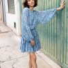 Clothing Oliphant | Flirty Short Dress- Bali Blue