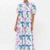 Clothing Oliphant | Button Cuff Sleeve Maxi- Macaw Blue